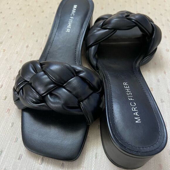 𝅺MARC Fisher Calicea braided block heel slide sandals size 6M…….. - Picture 7 of 8